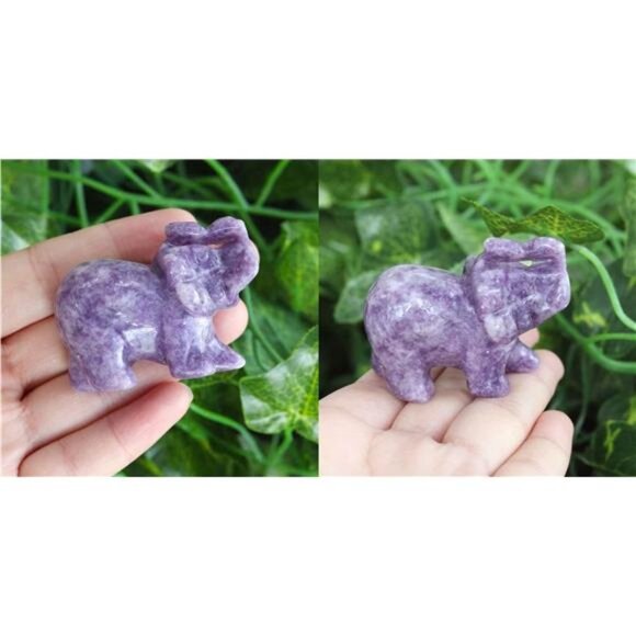 2" Amethyst Elephant Decor Natural Healing Crystal Stones Polished Hand-Carved - Picture 2 of 7